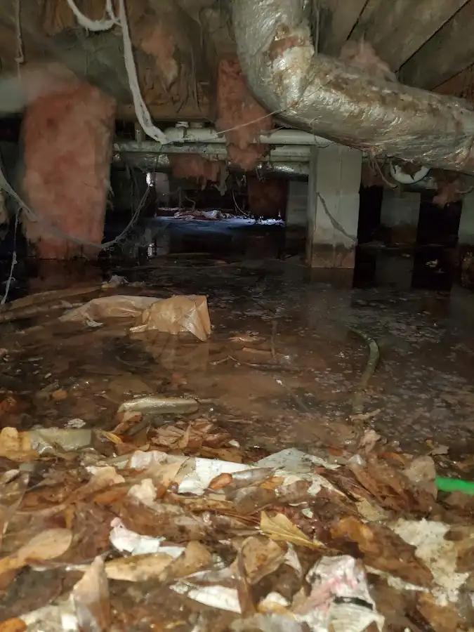 Crawl space flood assessment for Commercial Water Damage Restoration in Hampden