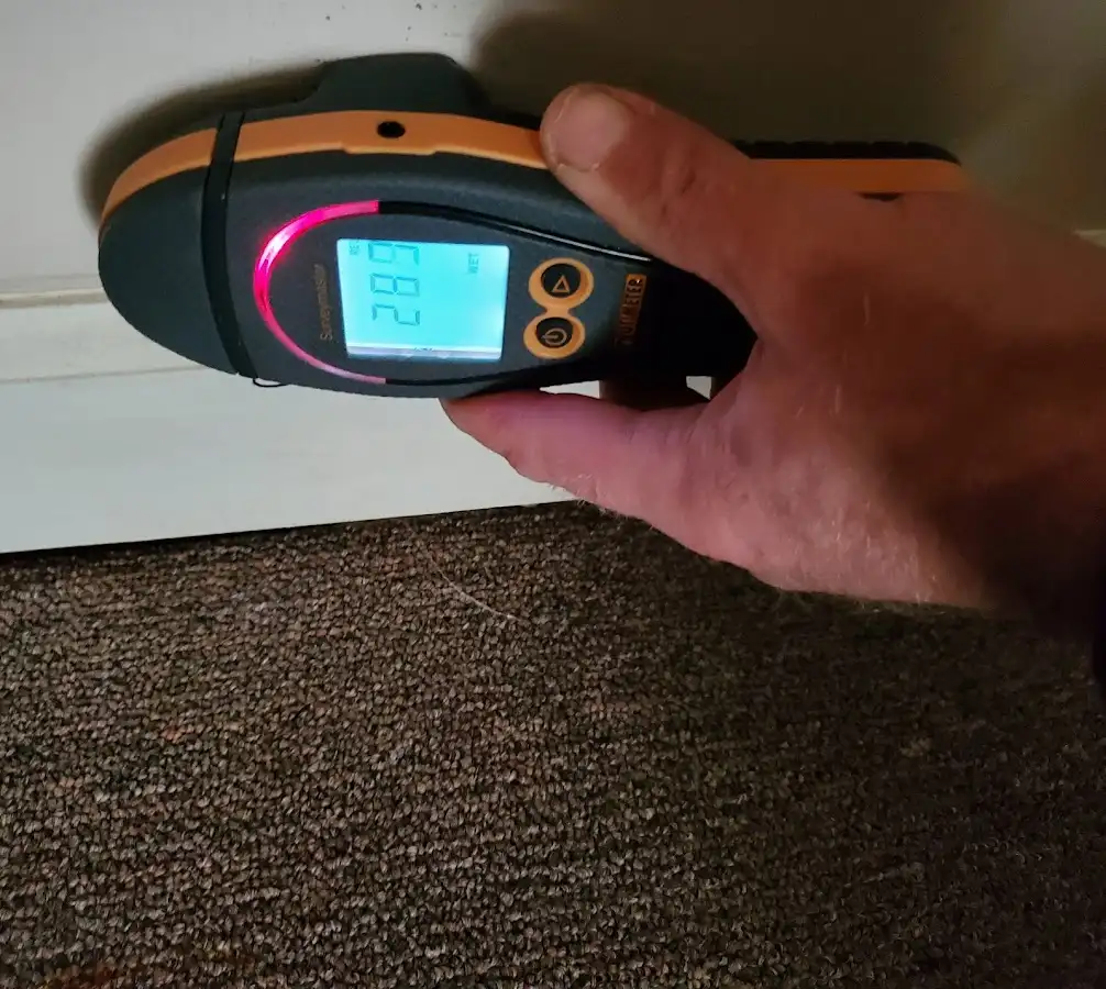 Moisture detection at baseboard during Mold Inspection & Testing in Hampden